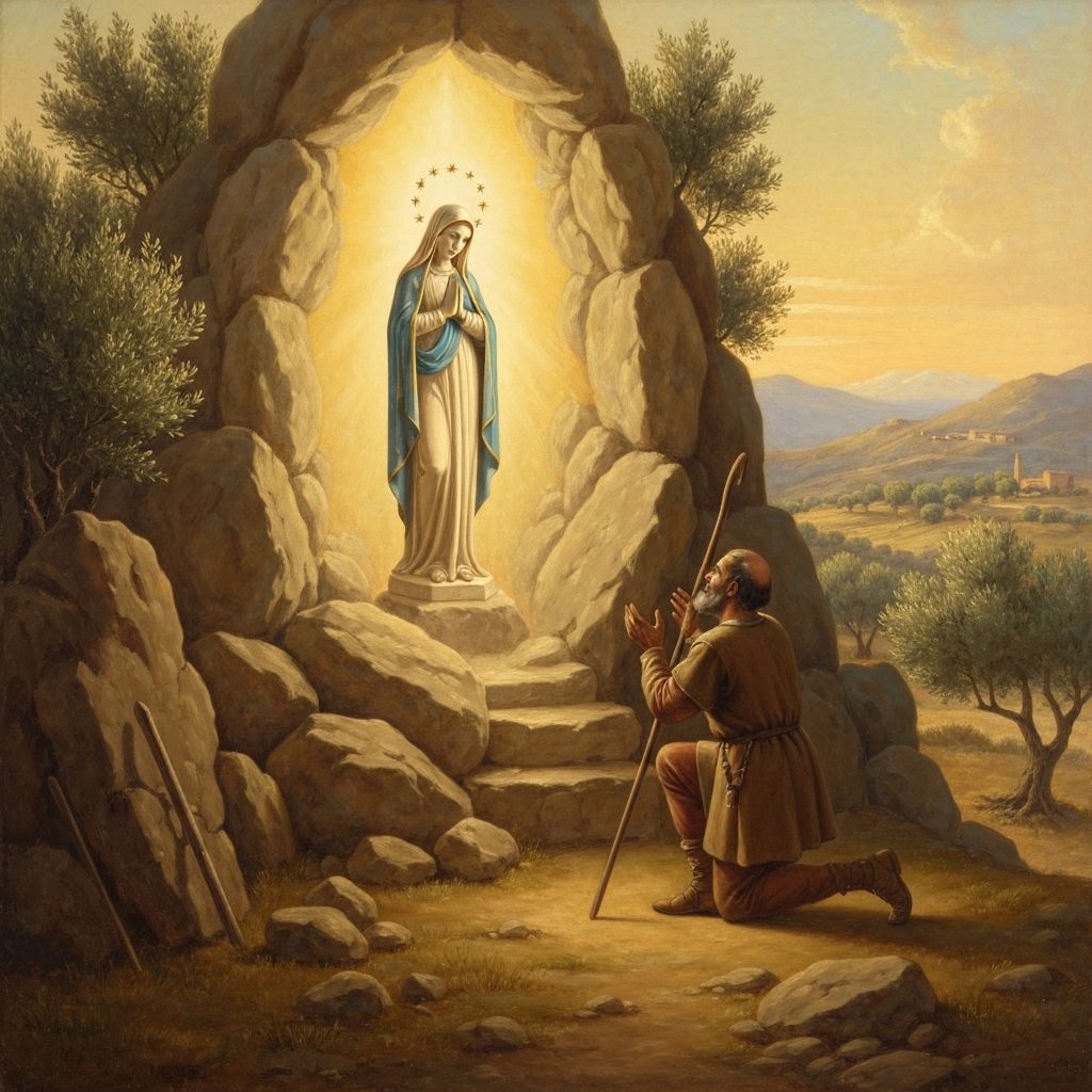 Representación de la aparición de la Virgen